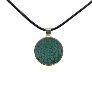 Aqua Blue Poured Paint Charm Necklace